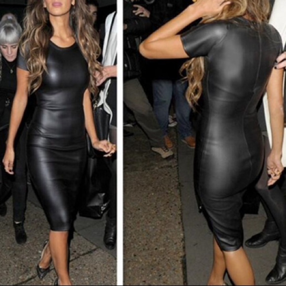 Black Faux Leather Dress - Picture 2 of 4